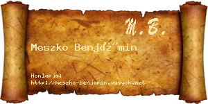 Meszko Benjámin névjegykártya